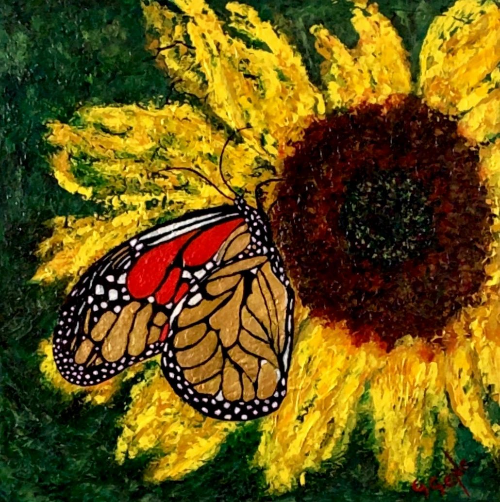 Butterfly Sunflower Hope 20x20
