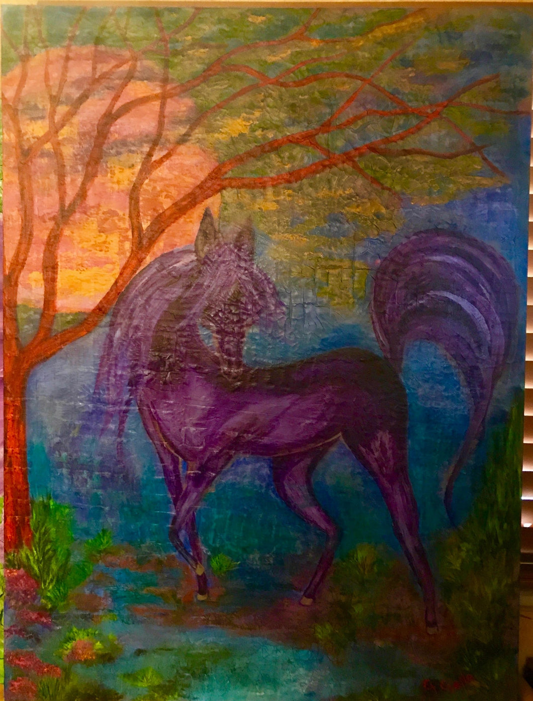 Purple Mare in the sunset 30x40