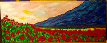Load image into Gallery viewer, Textured Blue Mountains and Poppies 16 x 40
