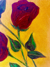 Load image into Gallery viewer, Red Roses on yellow Oil 8x10
