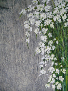 White Spring Blossoms 36x36 Custom Framed