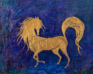 Gold Arabian Horse 16 x 20