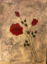Load image into Gallery viewer, 3 Red Roses Mixed Media 18x24
