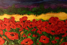 Load image into Gallery viewer, Textured Blue Mountains and Poppies 16 x 40

