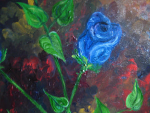 Abstract Blue Roses in Oil 18x24