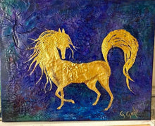 Load image into Gallery viewer, Gold Arabian Horse 16 x 20
